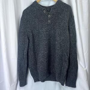 VTG Eddie Bauer Sweater Mens XL Charcoal 100% Cotton Made USA Button Pullover EU